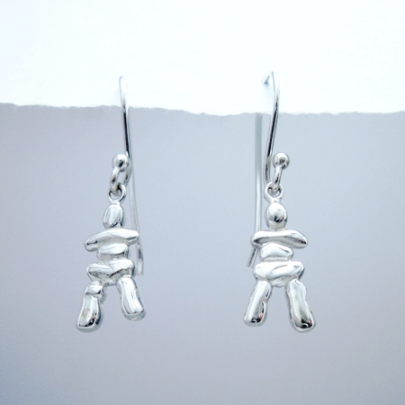 Inukshuk Sterling Silver Dangle Earrings - Click Image to Close
